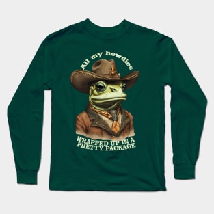 Vintage funny animal cowboy frog howdy western lingo Long Sleeve T-Shirt